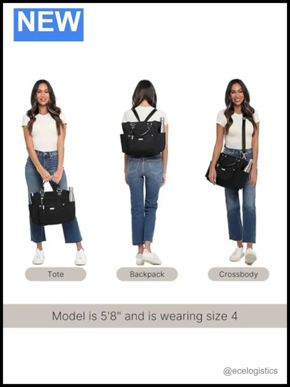 3-in-1 Convertible Backpack Tote Handbag Lightweight Travel RFID Wristlet